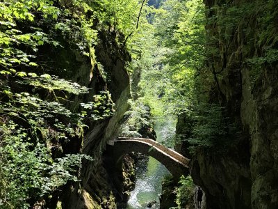 <p>Un pittoresque pont en pierre enjambe l'Areuse</p>