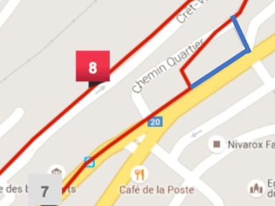 En bleu, chemin à emprunter entre les postes 7 et 8