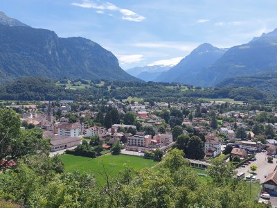 <p>Joli coup d'il sur Bex et les montagnes environnantes, depuis la rue du Signal</p>